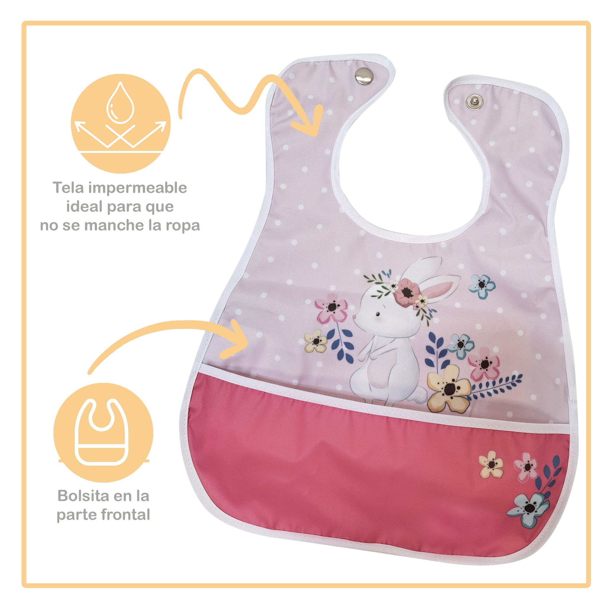 Babero para bebé, tela impermeable, paquete de 2 baberos fáciles, babero  impermeable para bebés y niños pequeños con cierre ajustable Zhivalor  CPB-DE-LYY2304-1